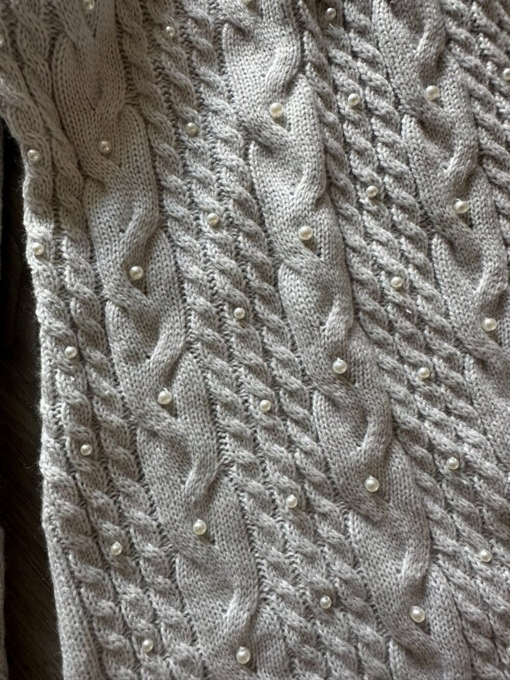 NEW House of Harlow 1960 Sweater Midi Dress with Pearls - Grey - Large